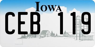 IA license plate CEB119