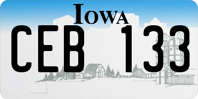 IA license plate CEB133