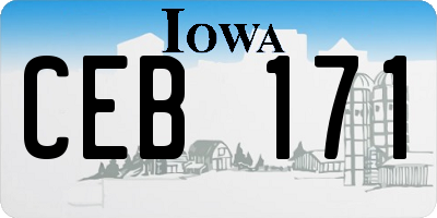 IA license plate CEB171