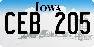 IA license plate CEB205