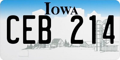 IA license plate CEB214