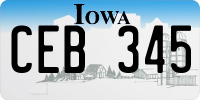 IA license plate CEB345