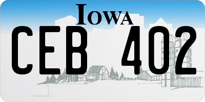 IA license plate CEB402