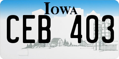 IA license plate CEB403
