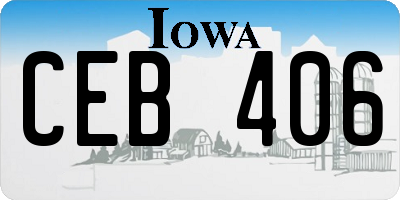 IA license plate CEB406