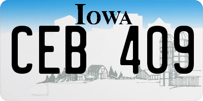 IA license plate CEB409