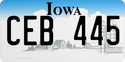 IA license plate CEB445