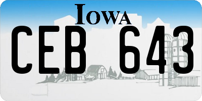IA license plate CEB643