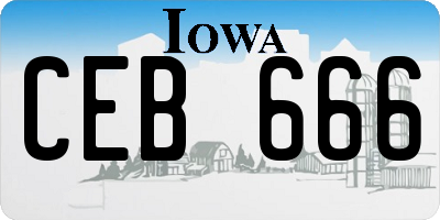 IA license plate CEB666