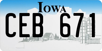 IA license plate CEB671