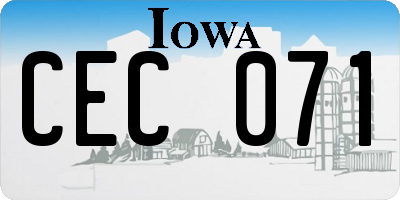 IA license plate CEC071