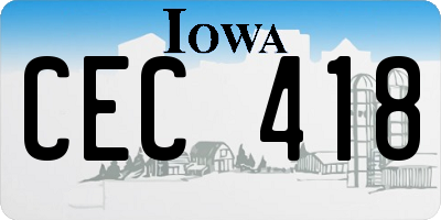 IA license plate CEC418