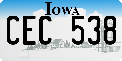 IA license plate CEC538
