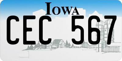 IA license plate CEC567