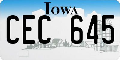 IA license plate CEC645