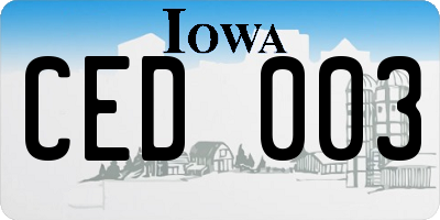 IA license plate CED003