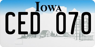 IA license plate CED070