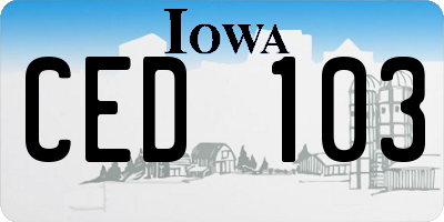 IA license plate CED103