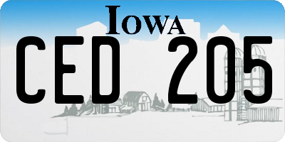 IA license plate CED205