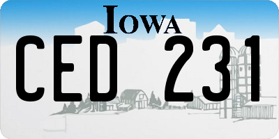 IA license plate CED231