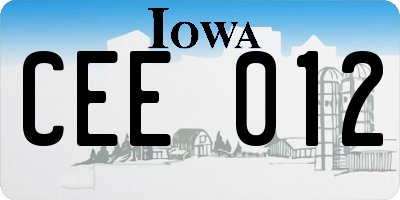 IA license plate CEE012