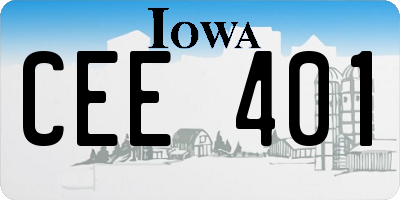 IA license plate CEE401