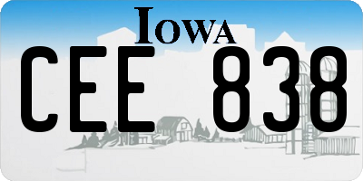 IA license plate CEE838