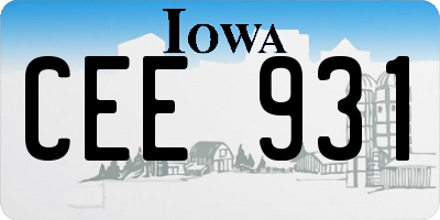 IA license plate CEE931