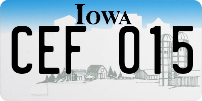 IA license plate CEF015
