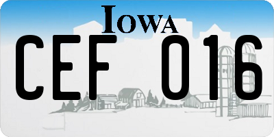 IA license plate CEF016