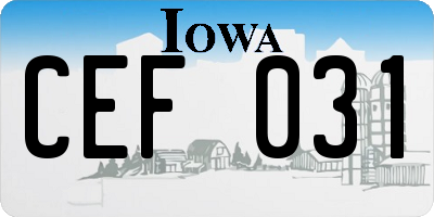 IA license plate CEF031