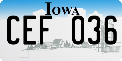 IA license plate CEF036