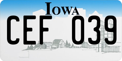 IA license plate CEF039
