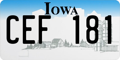 IA license plate CEF181