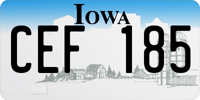 IA license plate CEF185