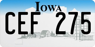 IA license plate CEF275
