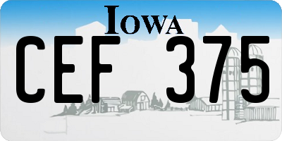 IA license plate CEF375