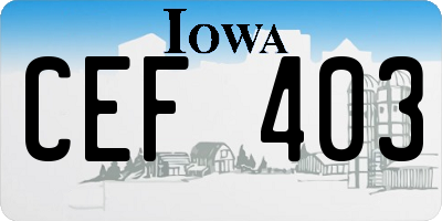 IA license plate CEF403