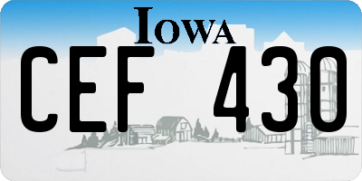 IA license plate CEF430