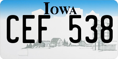 IA license plate CEF538