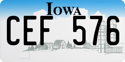 IA license plate CEF576