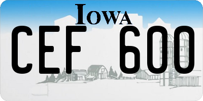 IA license plate CEF600