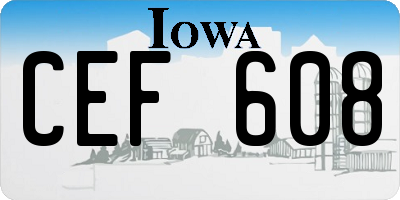 IA license plate CEF608