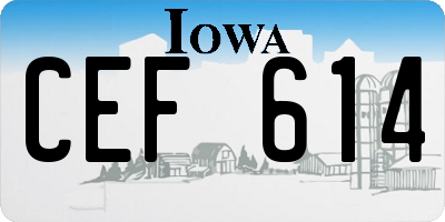 IA license plate CEF614