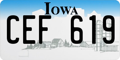 IA license plate CEF619