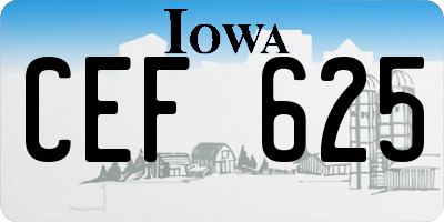 IA license plate CEF625