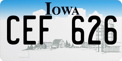 IA license plate CEF626