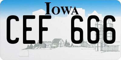 IA license plate CEF666