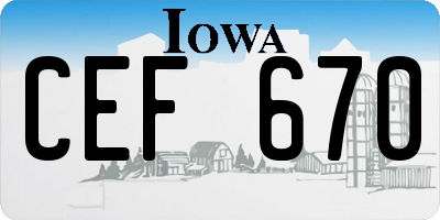 IA license plate CEF670