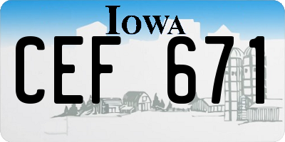 IA license plate CEF671